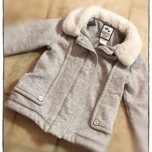 Gymboree girls zip sweater jacket w/ fur neck